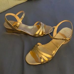 Metallic Gold Cole Haan Wedge Sandel